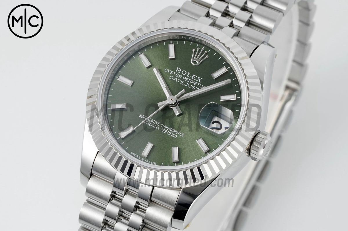 DateJust 31mm Ladies 278274 SS 904L Steel Green Stick Dial on Jubilee Bracelet – Premium Edition