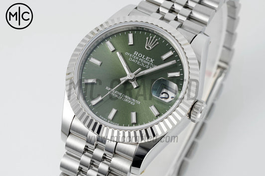 DateJust 31mm 女士 278274 904L 精鋼綠色棒狀錶盤配 Jubilee 錶鏈 - 尊貴版