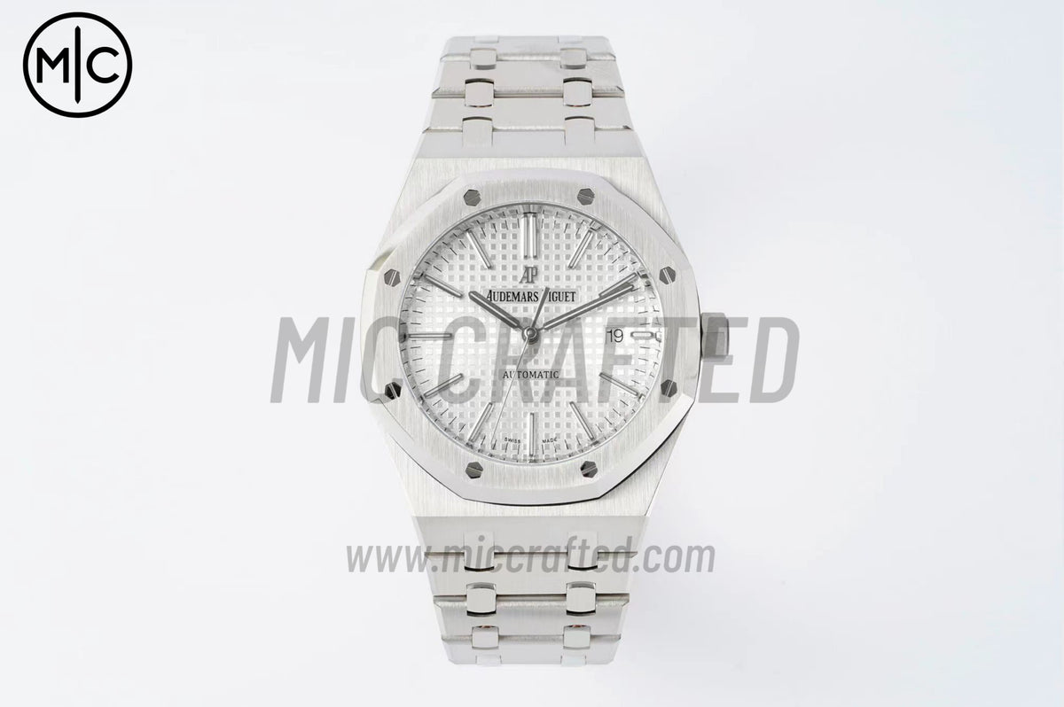 Royal Oak 41mm 15400 SS White Textured Dial on SS Bracelet – Premium Edition