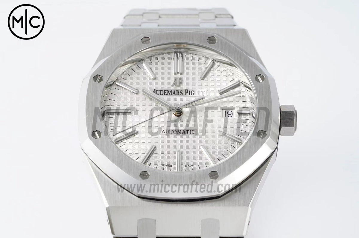 Royal Oak 41mm 15400 SS White Textured Dial on SS Bracelet – Premium Edition