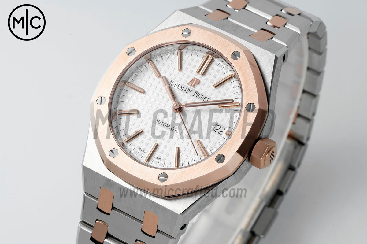 Royal Oak 41mm 15400 SS/RG White Textured Dial on SS/RG Bracele – Premium Edition