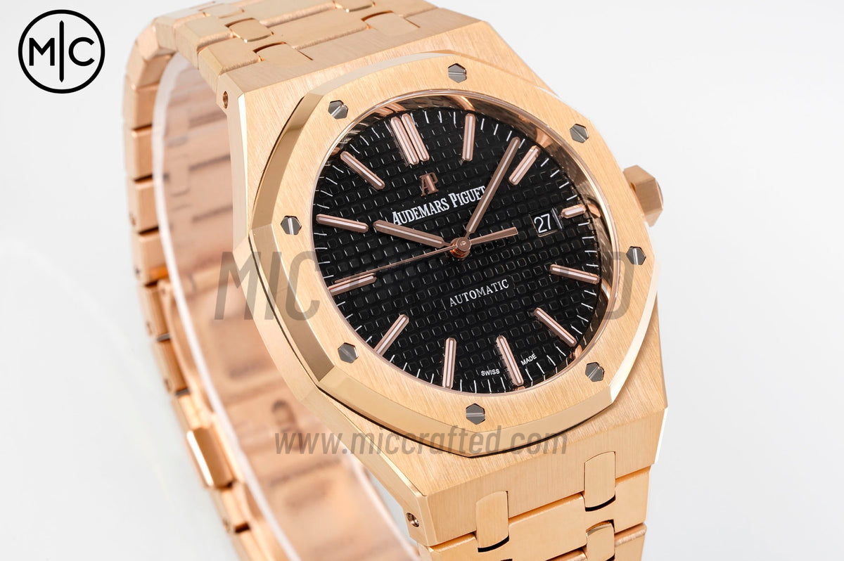 Royal Oak 41mm 15400 RG Black Textured Dial on RG Bracelet – Premium Edition