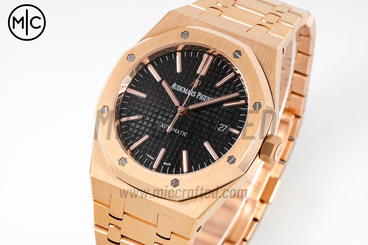 Royal Oak 41mm 15400 RG Black Textured Dial on RG Bracelet – Premium Edition
