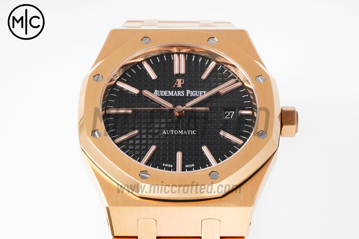 Royal Oak 41mm 15400 RG Black Textured Dial on RG Bracelet – Premium Edition