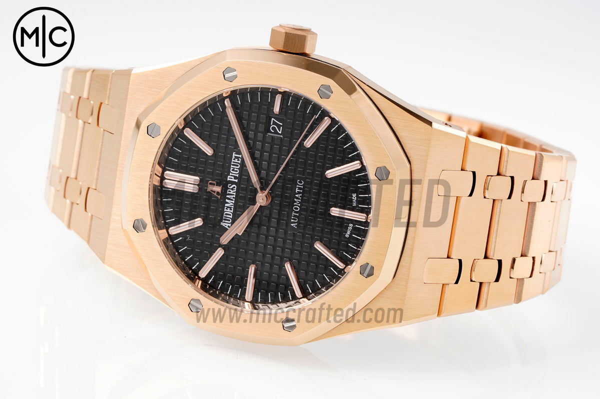 Royal Oak 41mm 15400 RG Black Textured Dial on RG Bracelet – Premium Edition