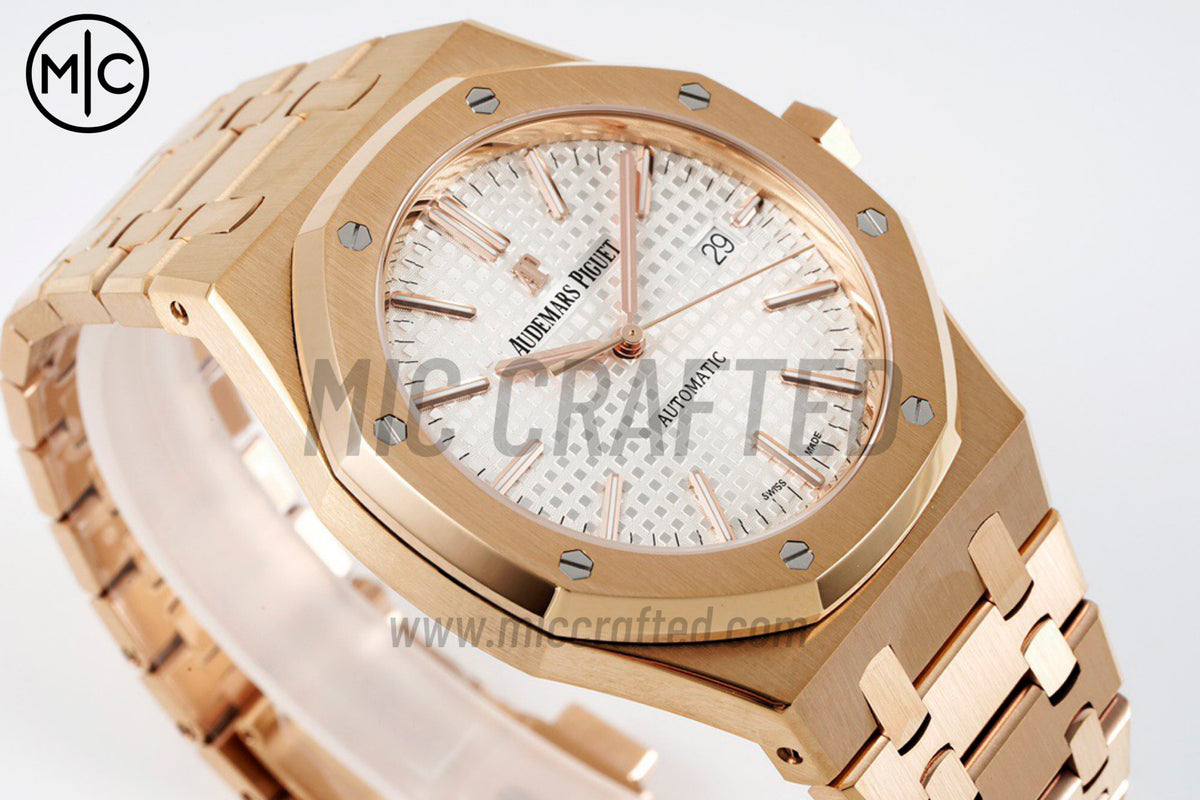 Royal Oak 41mm 15400 RG White Textured Dial on RG Bracelet – Premium Edition