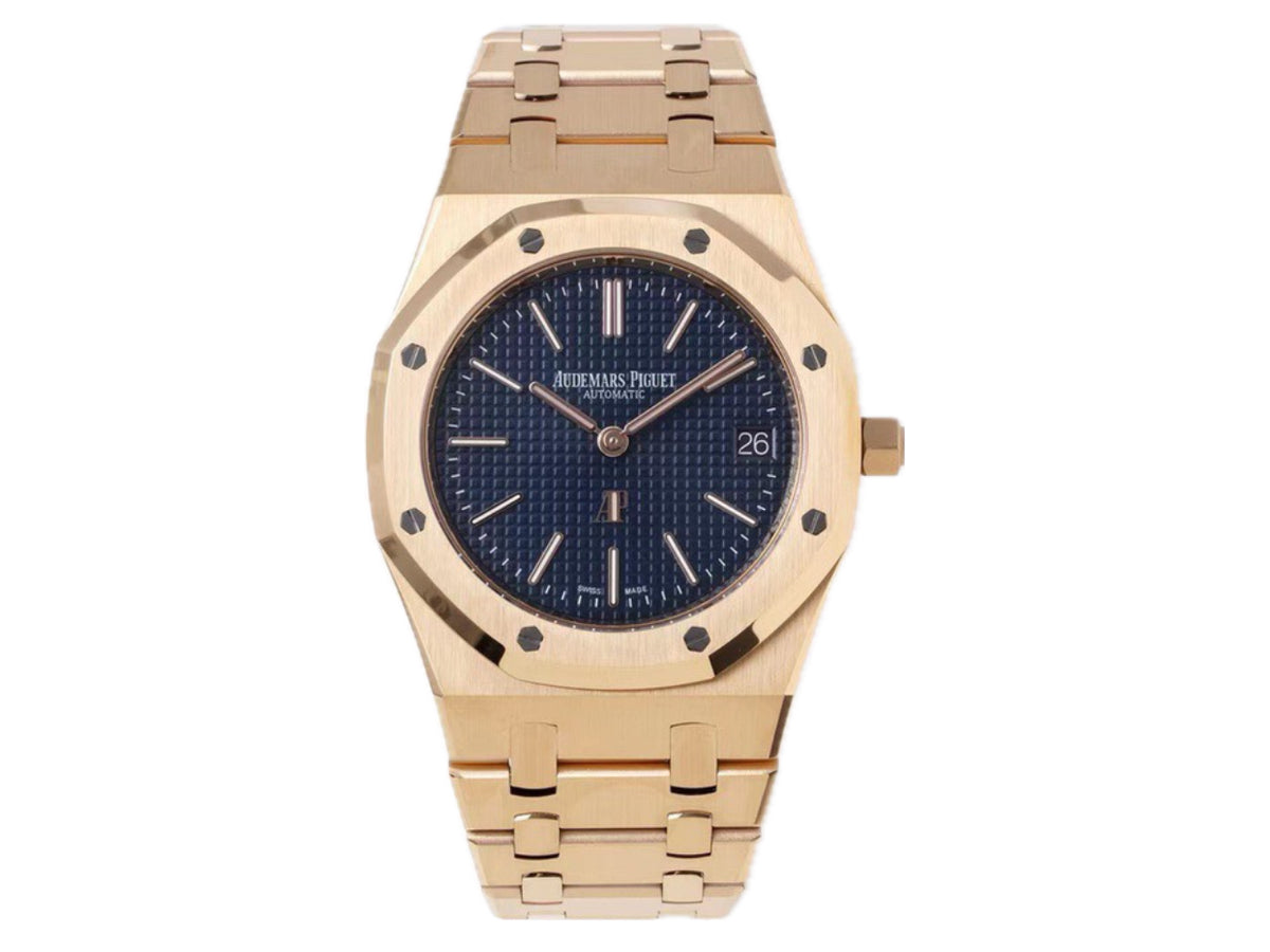 Royal Oak 39mm 15202 RG 藍色紋理錶盤配 RG 錶鏈 - 尊貴版