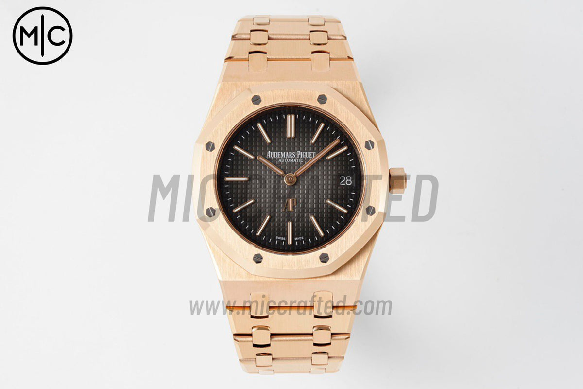 Royal Oak 39mm 16202 "50th Anniversary" RG Gray Textured Dial on RG Bracelet – Premium Edition