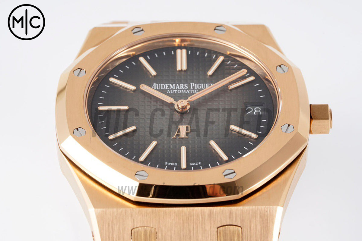 Royal Oak 39mm 16202 "50th Anniversary" RG Gray Textured Dial on RG Bracelet – Premium Edition