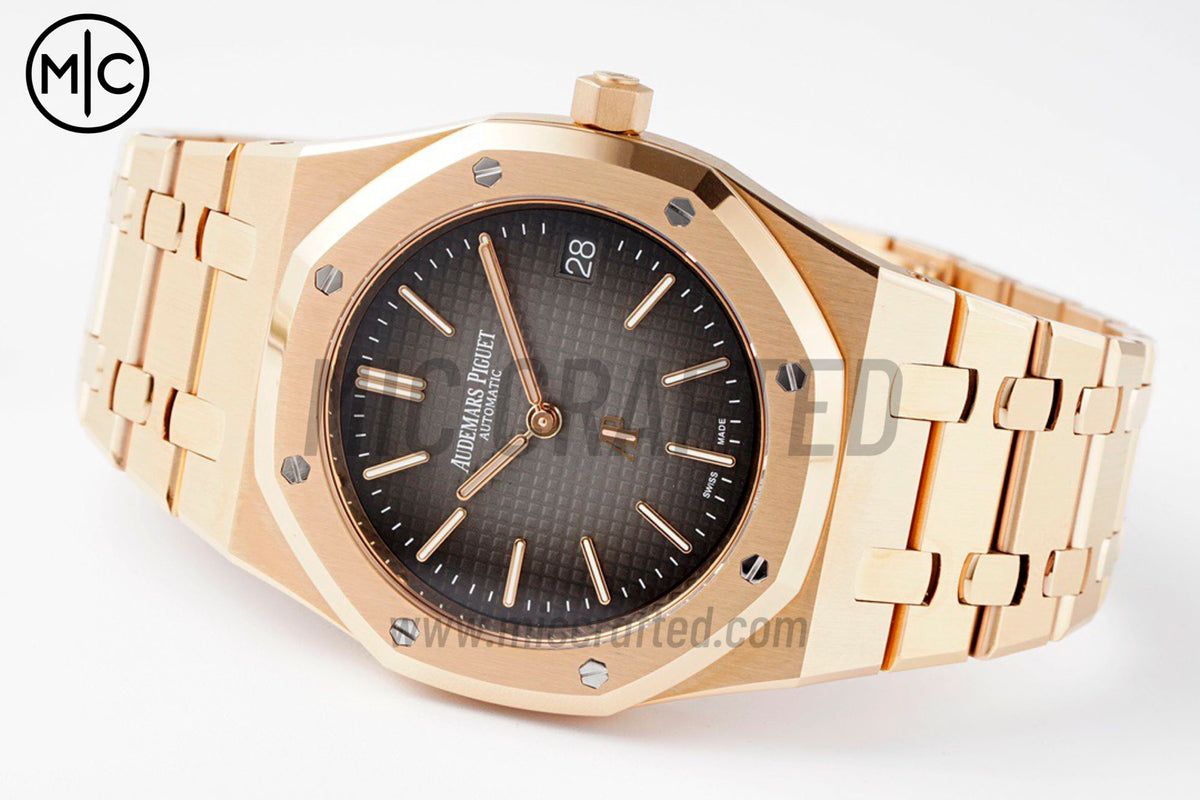 Royal Oak 39mm 16202 "50th Anniversary" RG Gray Textured Dial on RG Bracelet – Premium Edition