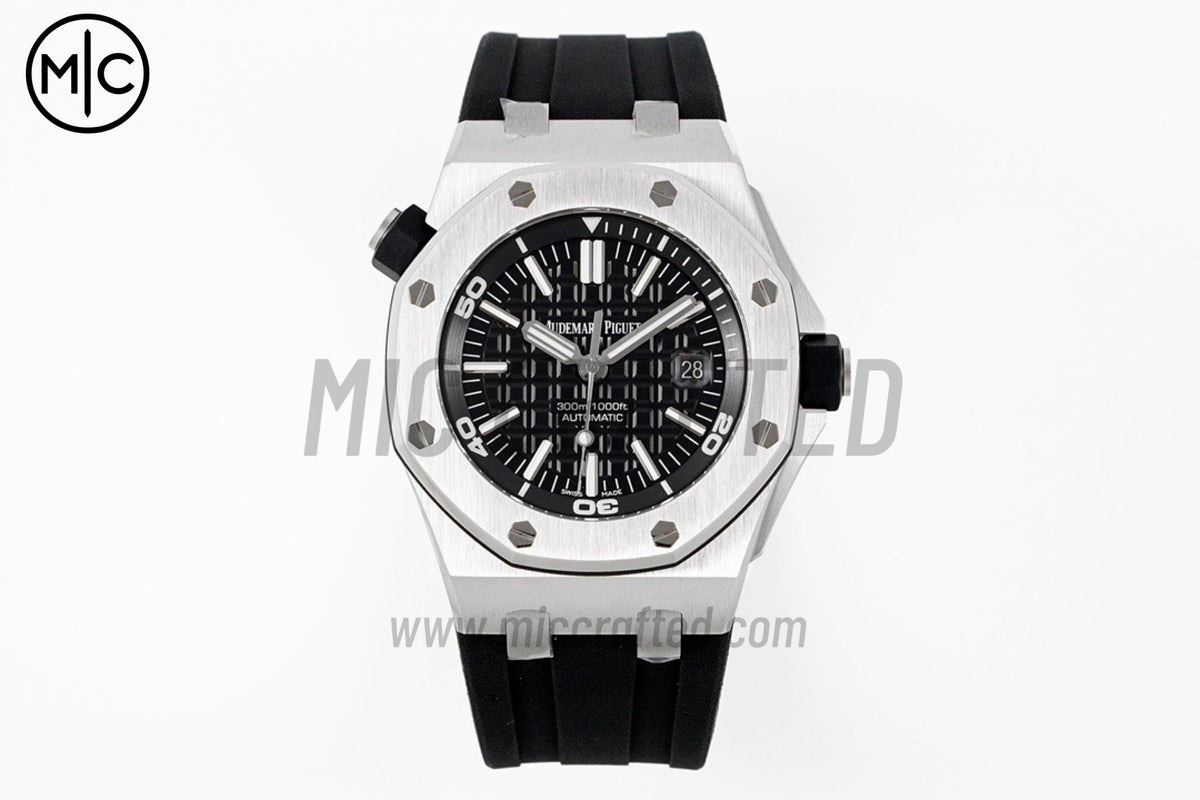 Royal Oak Offshore Diver 15703 Black Dial on Black Rubber Strap – Premium Edition