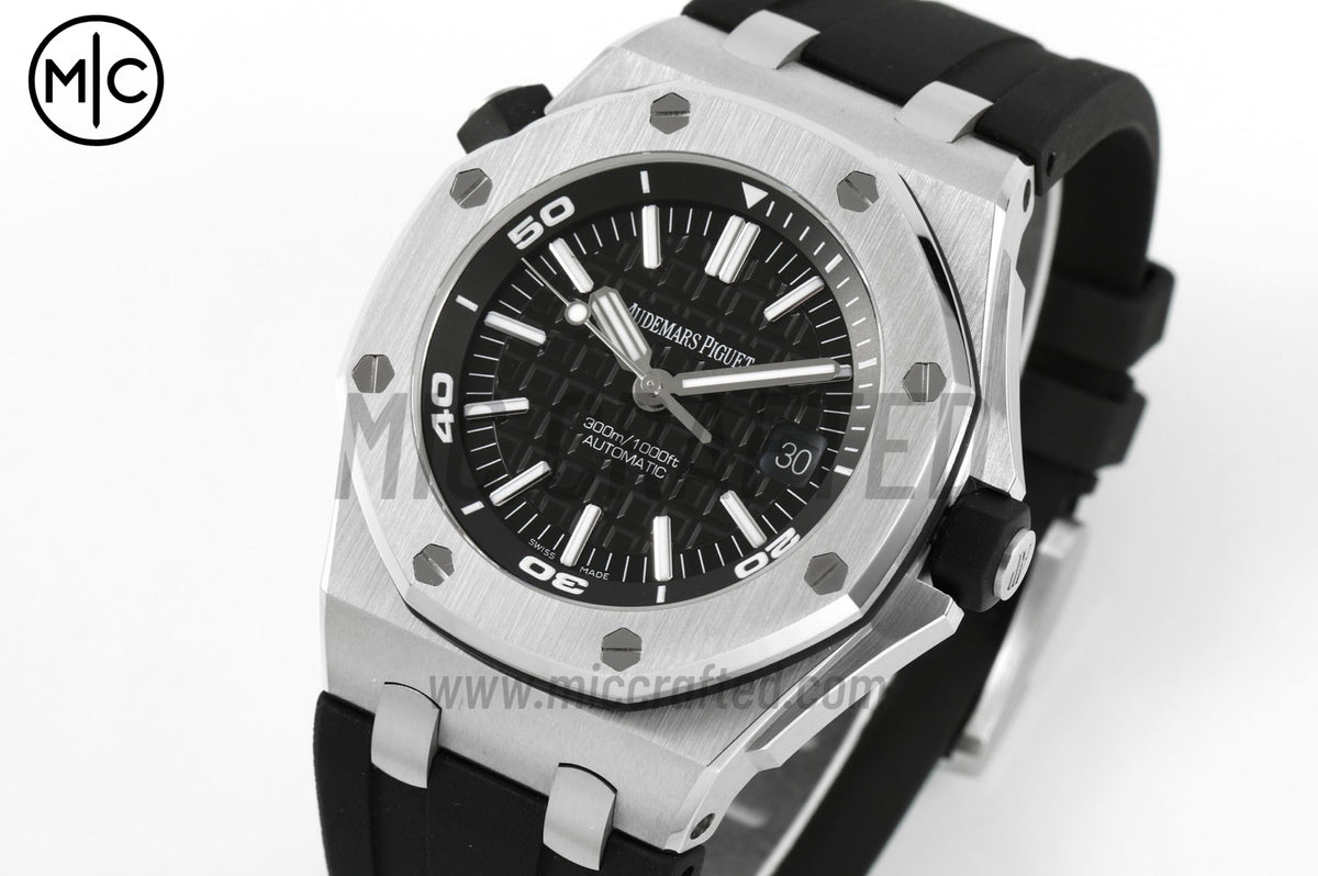 Royal Oak Offshore Diver 15710 Black Dial on Black Rubber Strap – Premium Edition