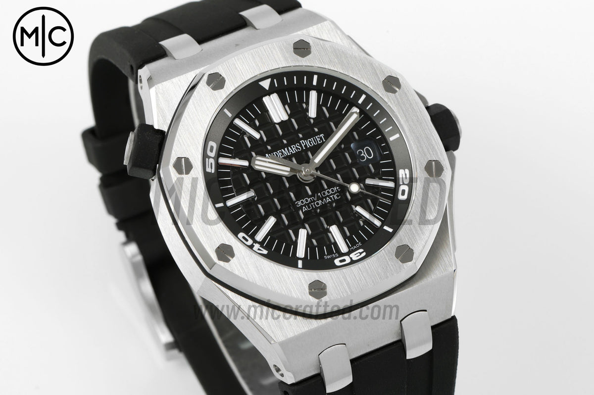 Royal Oak Offshore Diver 15710 Black Dial on Black Rubber Strap – Premium Edition