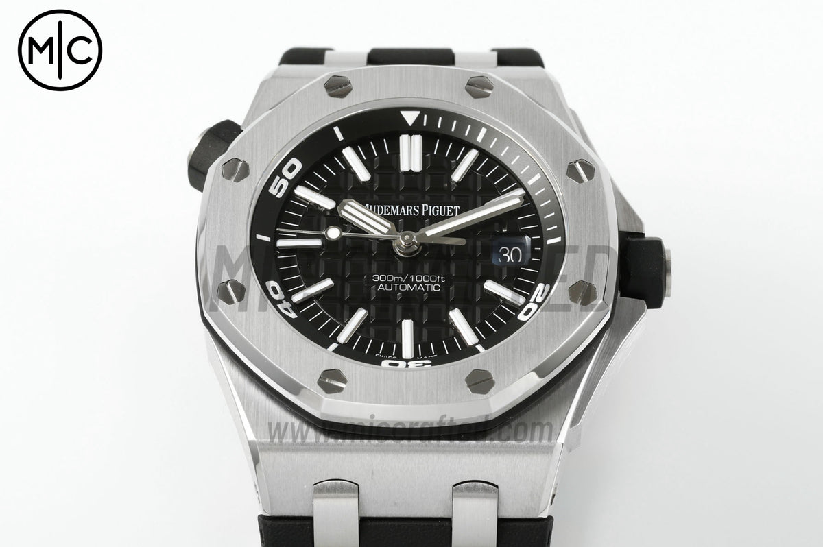 Royal Oak Offshore Diver 15710 Black Dial on Black Rubber Strap – Premium Edition