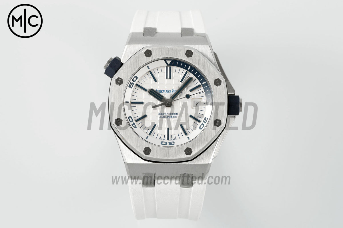 Royal Oak Offshore Diver 15710 White Dial on White Rubber Strap – Premium Edition