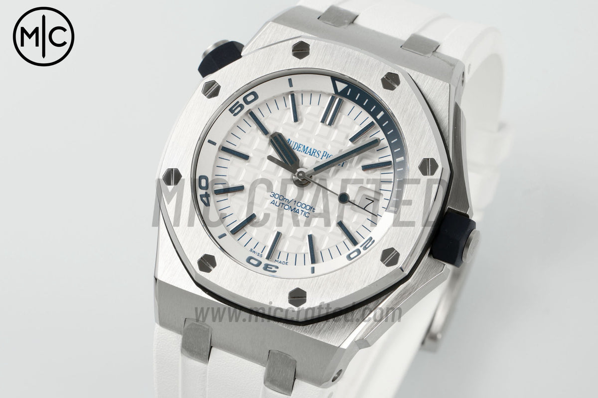 Royal Oak Offshore Diver 15710 White Dial on White Rubber Strap – Premium Edition