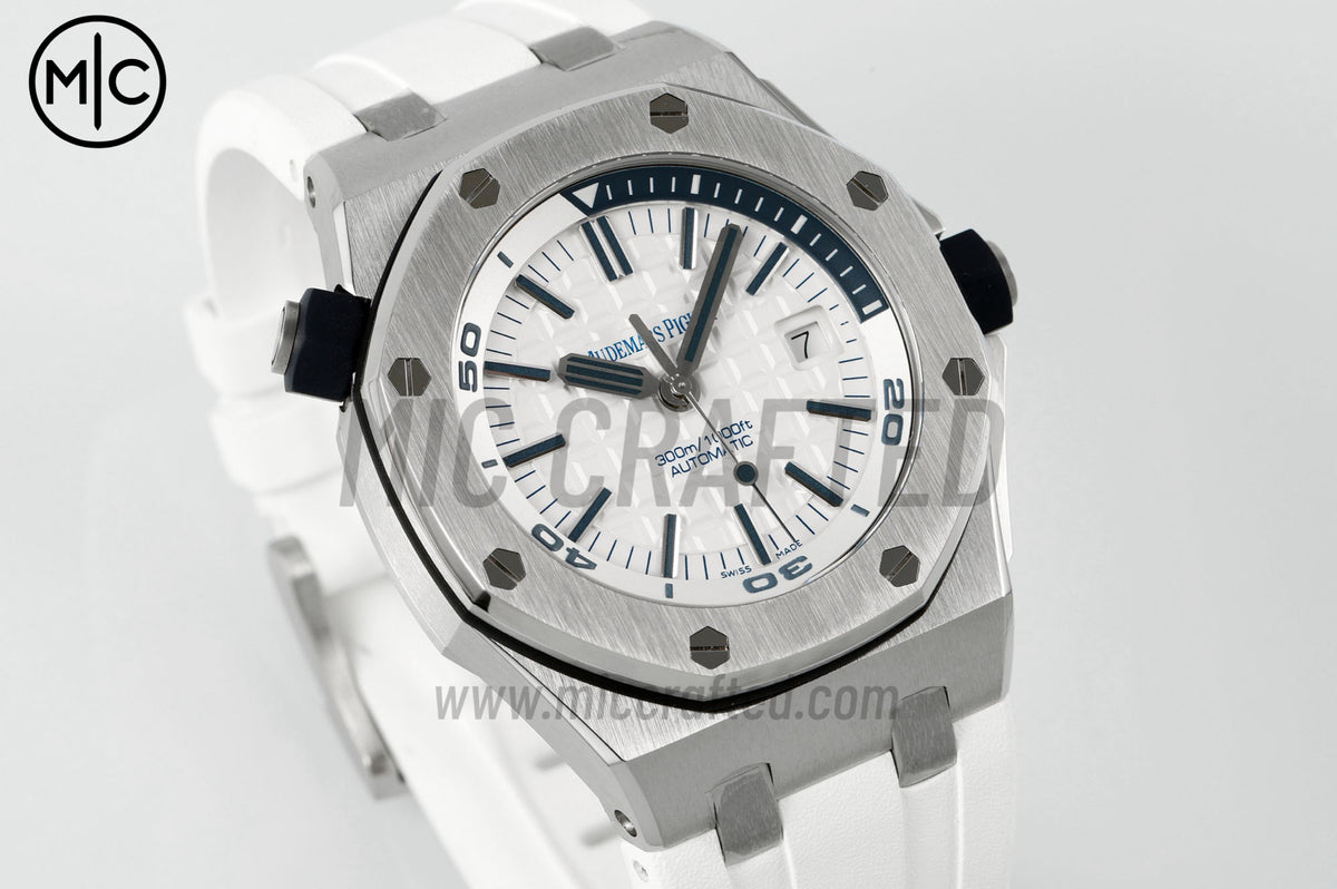 Royal Oak Offshore Diver 15710 White Dial on White Rubber Strap – Premium Edition