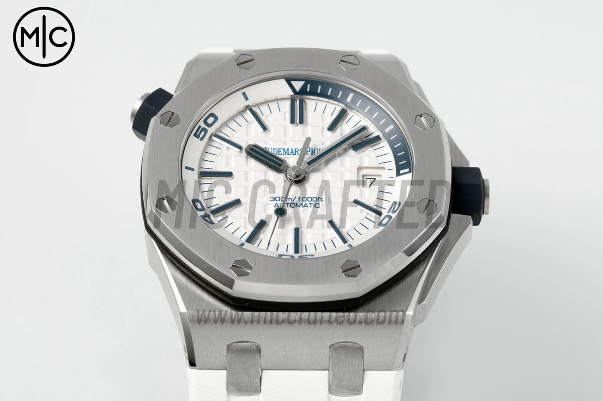 Royal Oak Offshore Diver 15710 White Dial on White Rubber Strap – Premium Edition