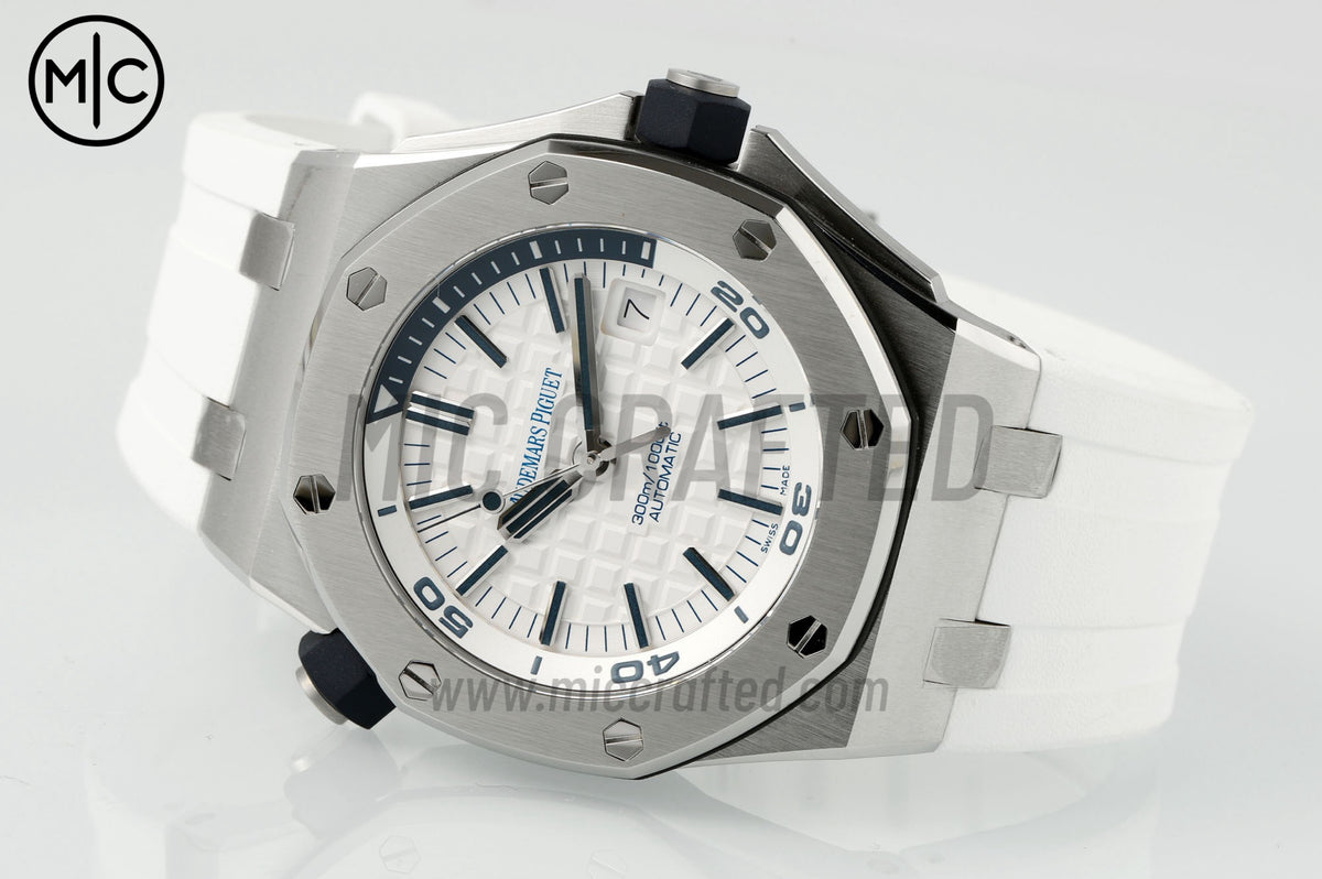 Royal Oak Offshore Diver 15710 White Dial on White Rubber Strap – Premium Edition