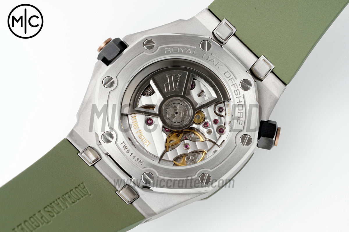 Royal Oak Offshore Diver 15720 42mm SS Green Dial on Green Rubber Strap – Premium Edition