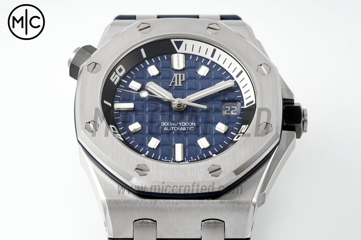 Royal Oak Offshore Diver 15720 42mm SS Blue Dial on Blue Rubber Strap – Premium Edition