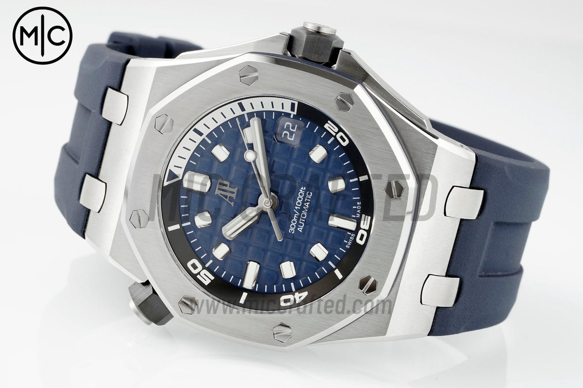 Royal Oak Offshore Diver 15720 42mm SS Blue Dial on Blue Rubber Strap – Premium Edition