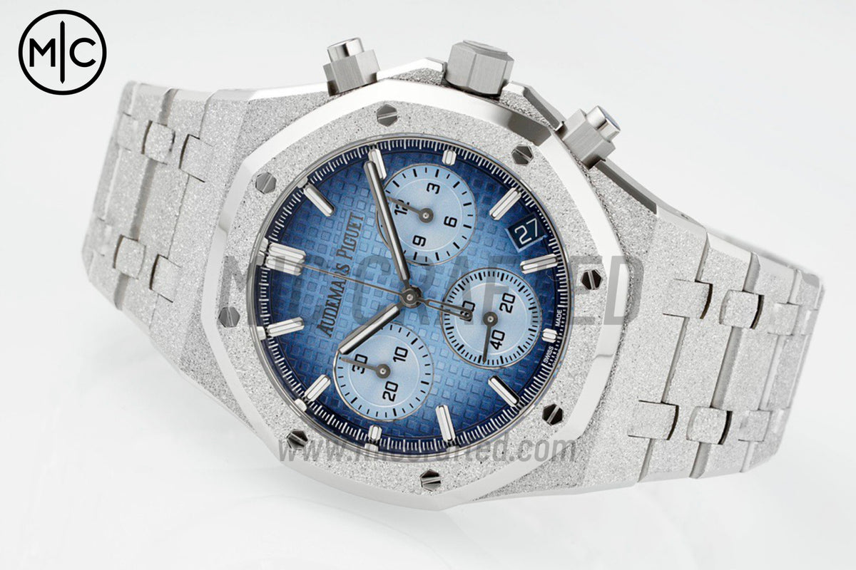 Royal Oak Chrono 41mm 26240 Frosted SS Ice Blue Dial on Bracelet – Premium Edition