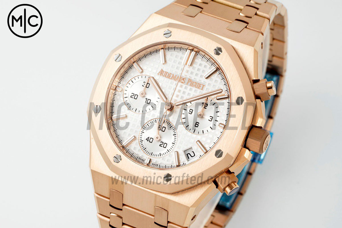Royal Oak Chrono 41mm 26240 RG White Dial on RG Bracelet – Premium Edition
