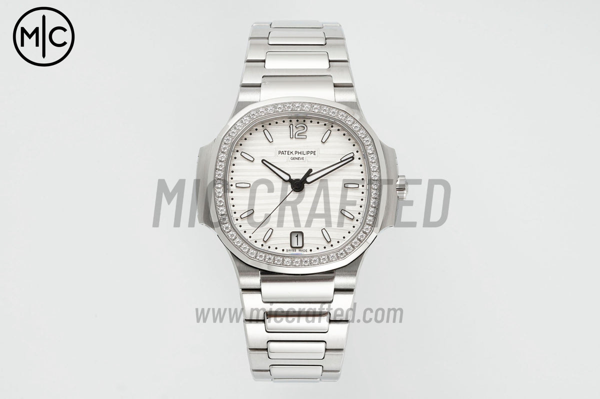 Nautilus 7118 35.2mm Ladies Silver Dial Diamonds Bezel on SS Bracelet – Premium Edition
