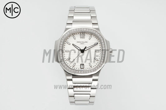 Nautilus 7118 35.2mm Ladies Silver Dial Diamonds Bezel on SS Bracelet – Premium Edition