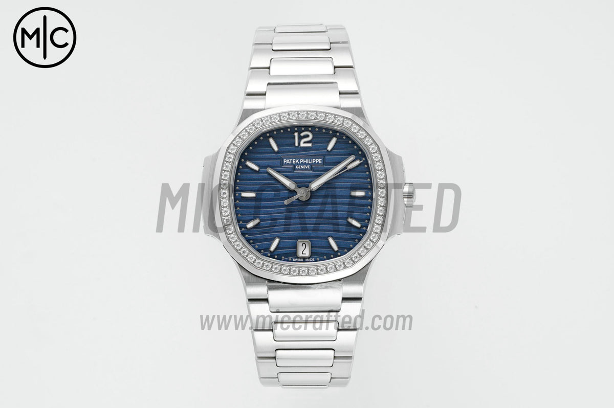 Nautilus 7118 35.2mm Ladies Blue Dial Diamonds Bezel on SS Bracelet – Premium Edition