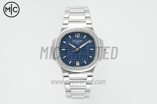 Nautilus 7118 35.2mm Ladies Blue Dial Diamonds Bezel on SS Bracelet – Premium Edition