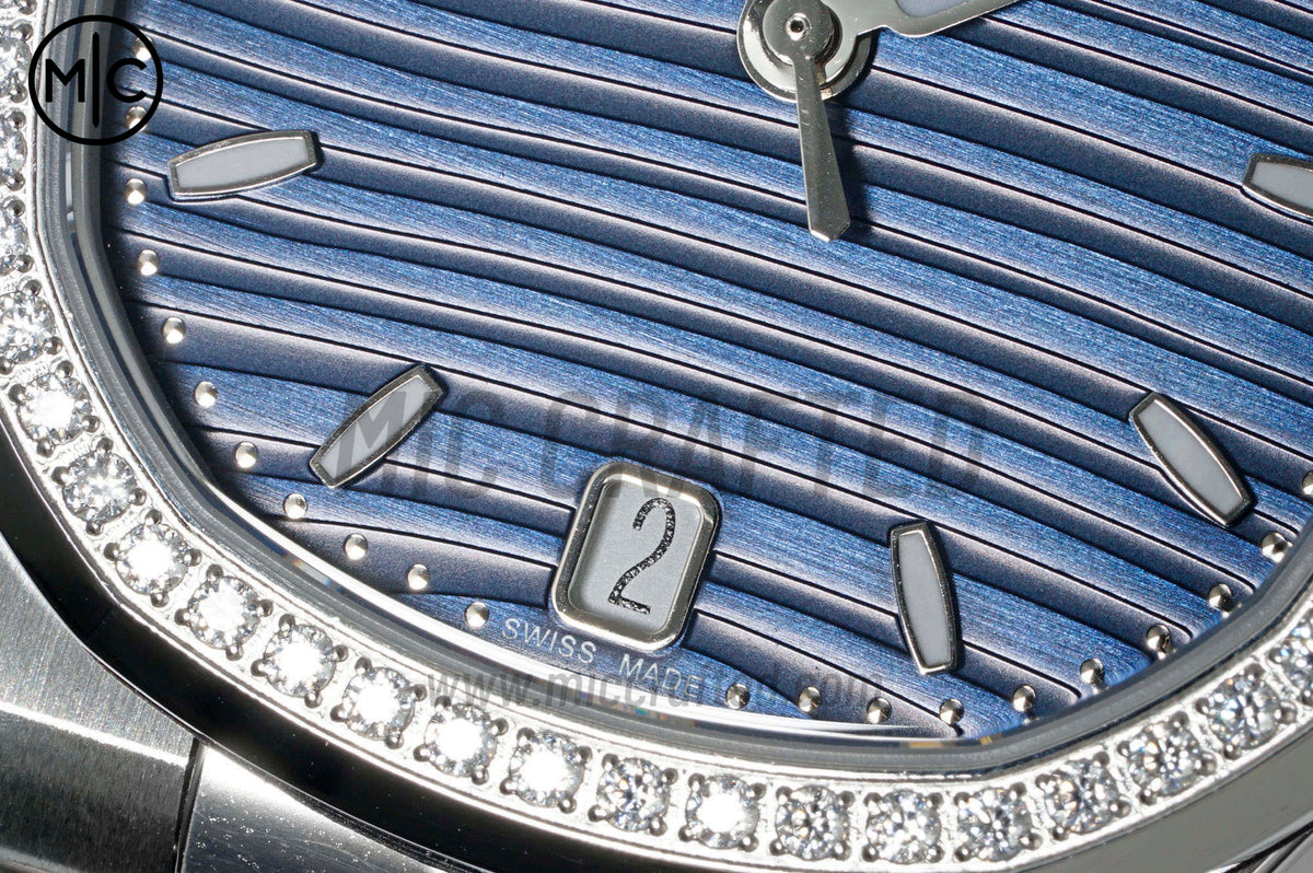 Nautilus 7118 35.2mm Ladies Blue Dial Diamonds Bezel on SS Bracelet – Premium Edition