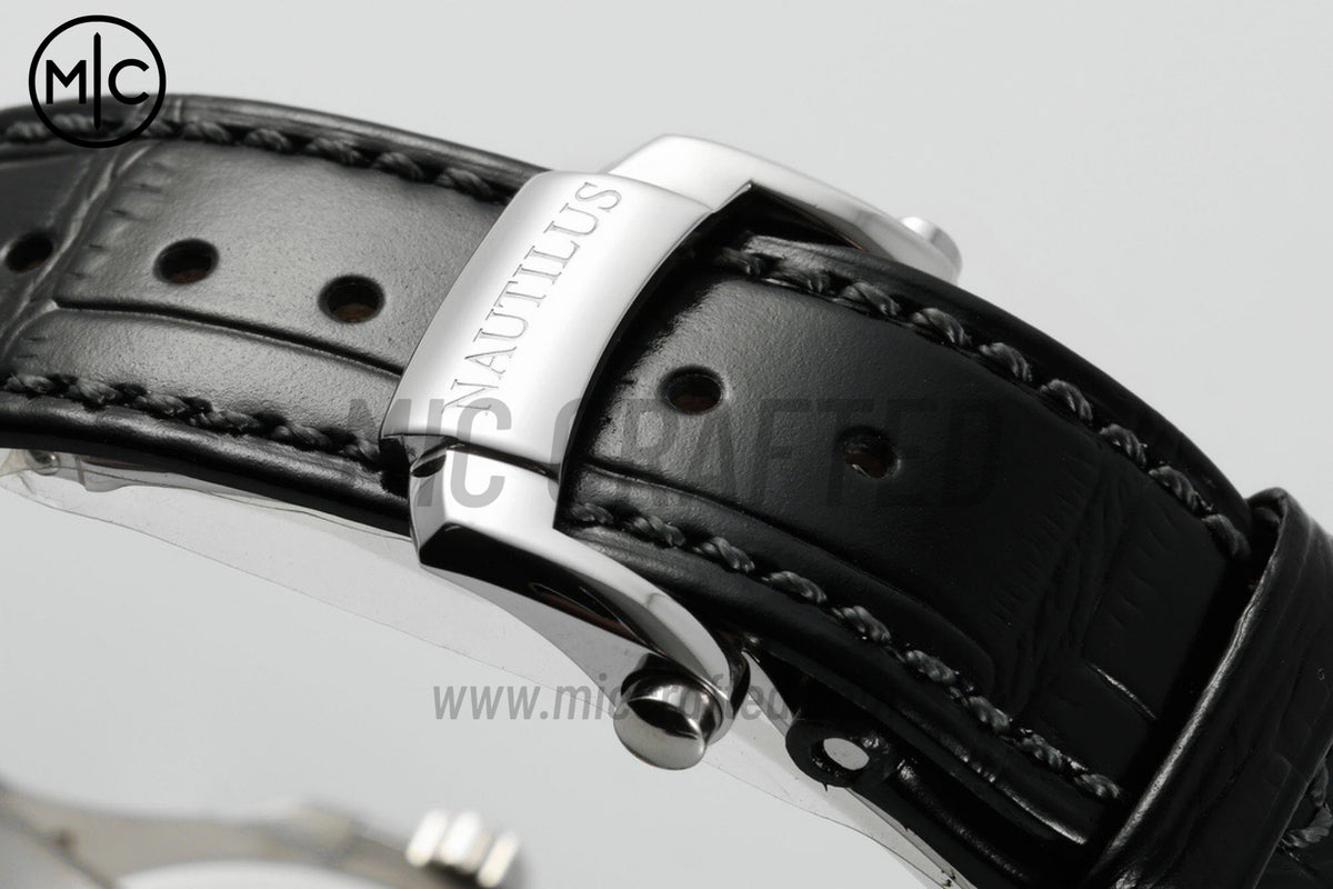 Nautilus 5712 40mm SS Gray Dial on Black Leather Strap – Premium Edition