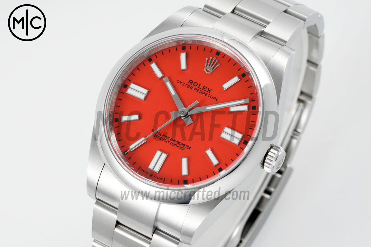 Oyster Perpetual 41mm 124300 904L Steel Red Dial – Premium Edition