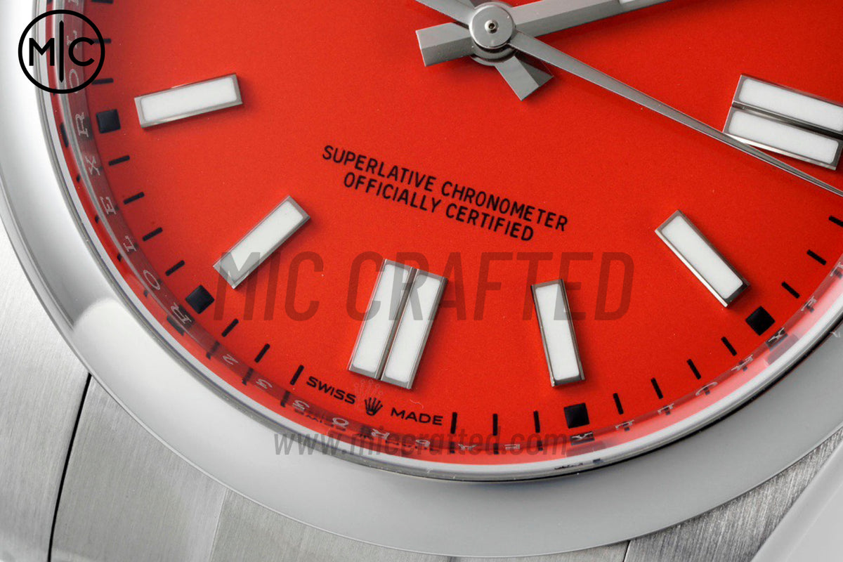 Oyster Perpetual 41mm 124300 904L Steel Red Dial – Premium Edition