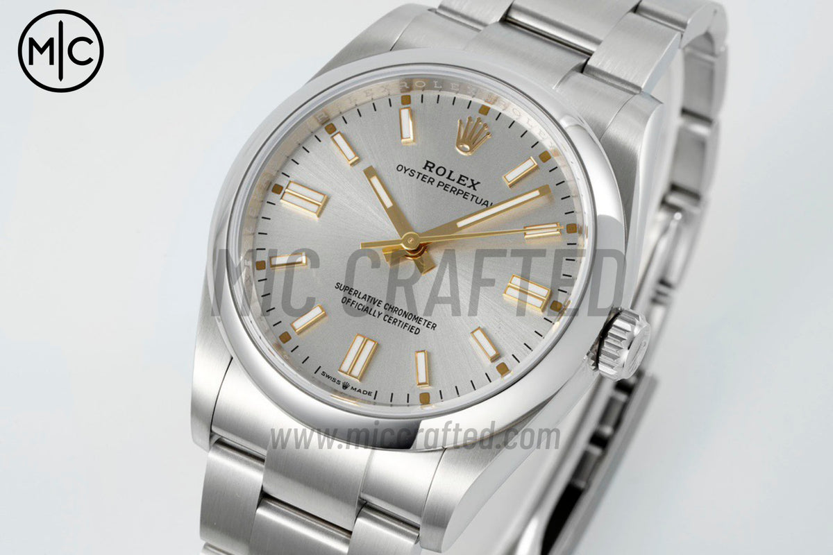 Oyster Perpetual 41mm 124300 904L Steel Silver Dial – Premium Edition