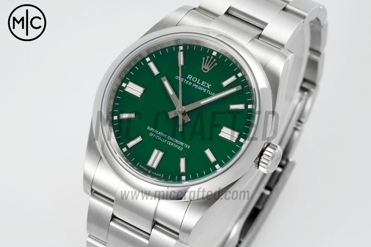 Oyster Perpetual 41mm 124300 904L Steel Green Dial – Premium Edition