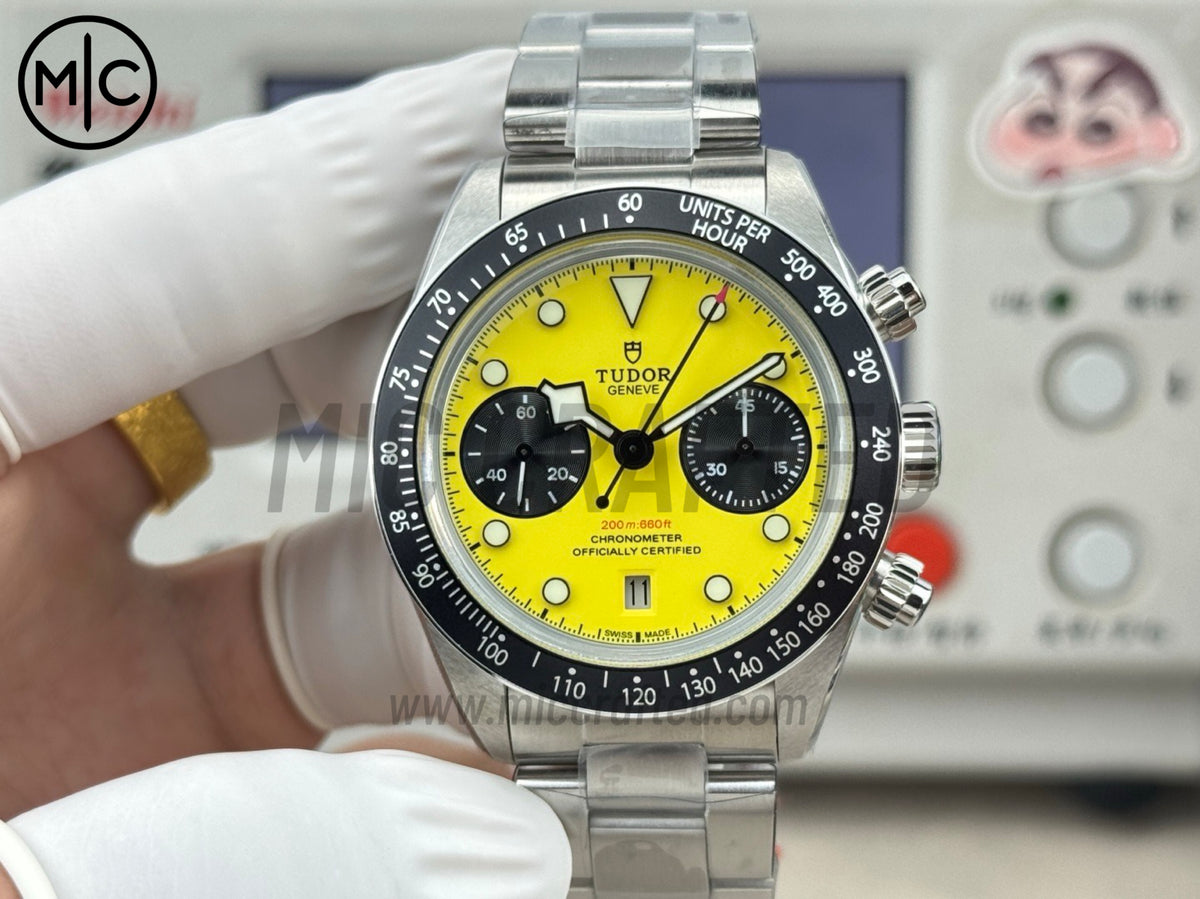 Black Bay Chrono 41mm Yellow Dial on SS Bracelet – Premium Edition