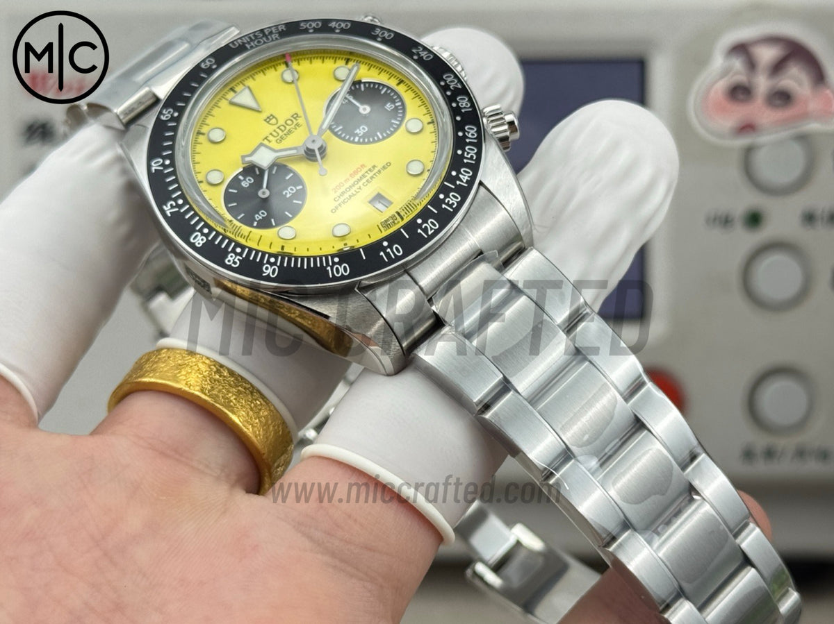 Black Bay Chrono 41mm Yellow Dial on SS Bracelet – Premium Edition