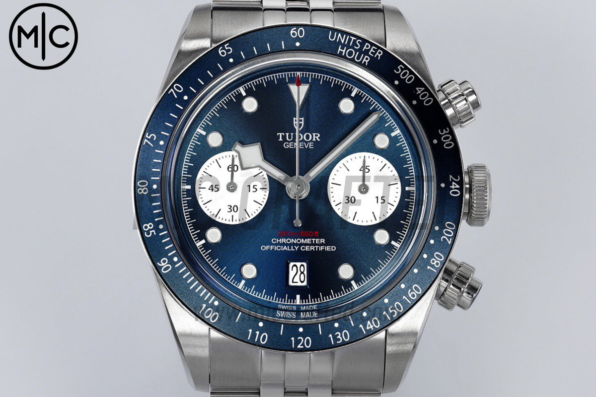 Black Bay Chrono 41mm Blue Dial on SS Bracelet – Premium Edition