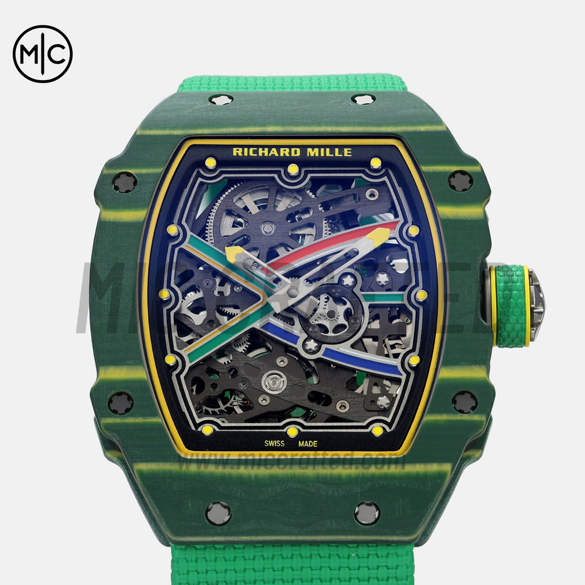 RM67-02 Green NTPT Brazil Blue/Red/Green Skeleton Dial on Nylon strap – Handcrafted Version