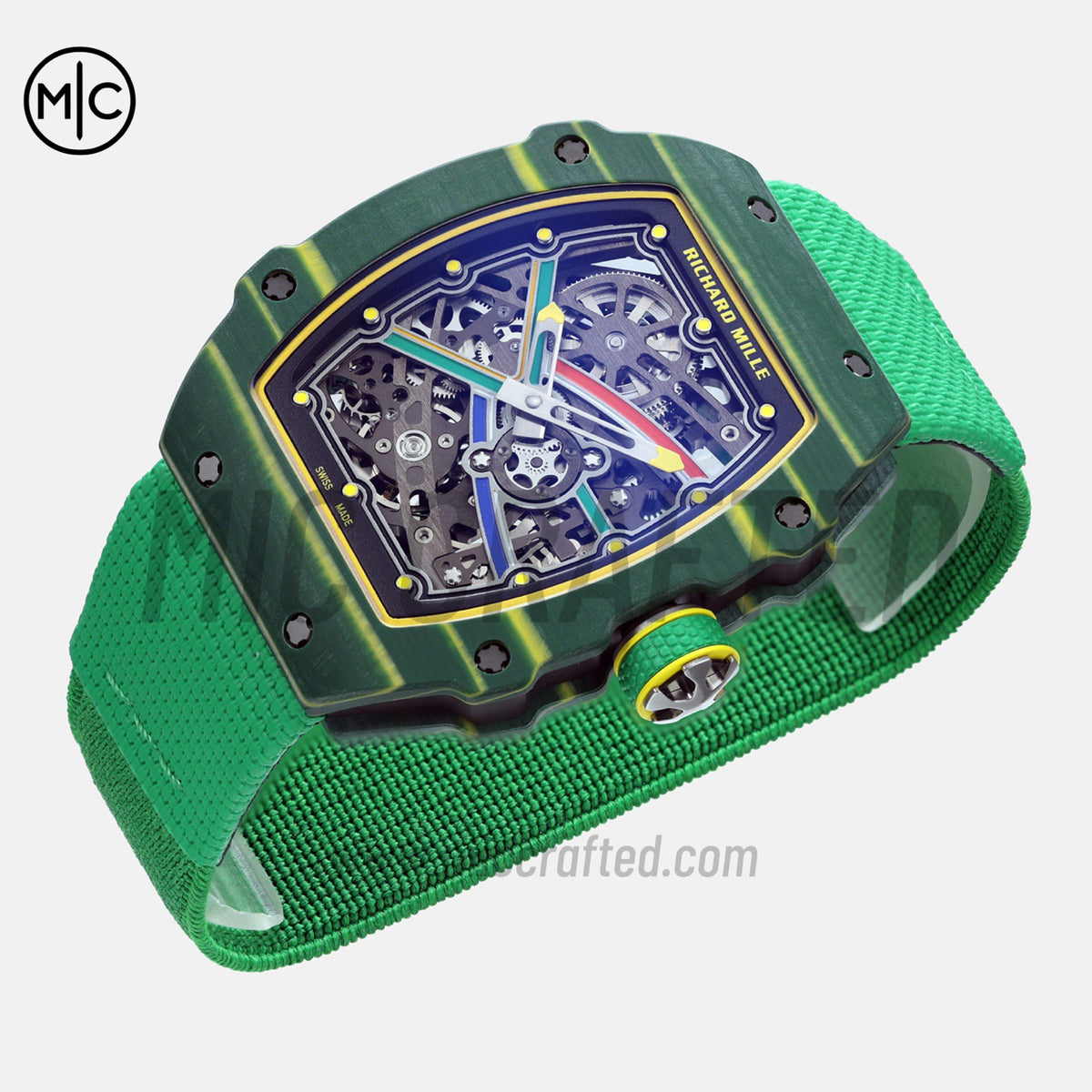 RM67-02 Green NTPT Brazil Blue/Red/Green Skeleton Dial on Nylon strap – Handcrafted Version