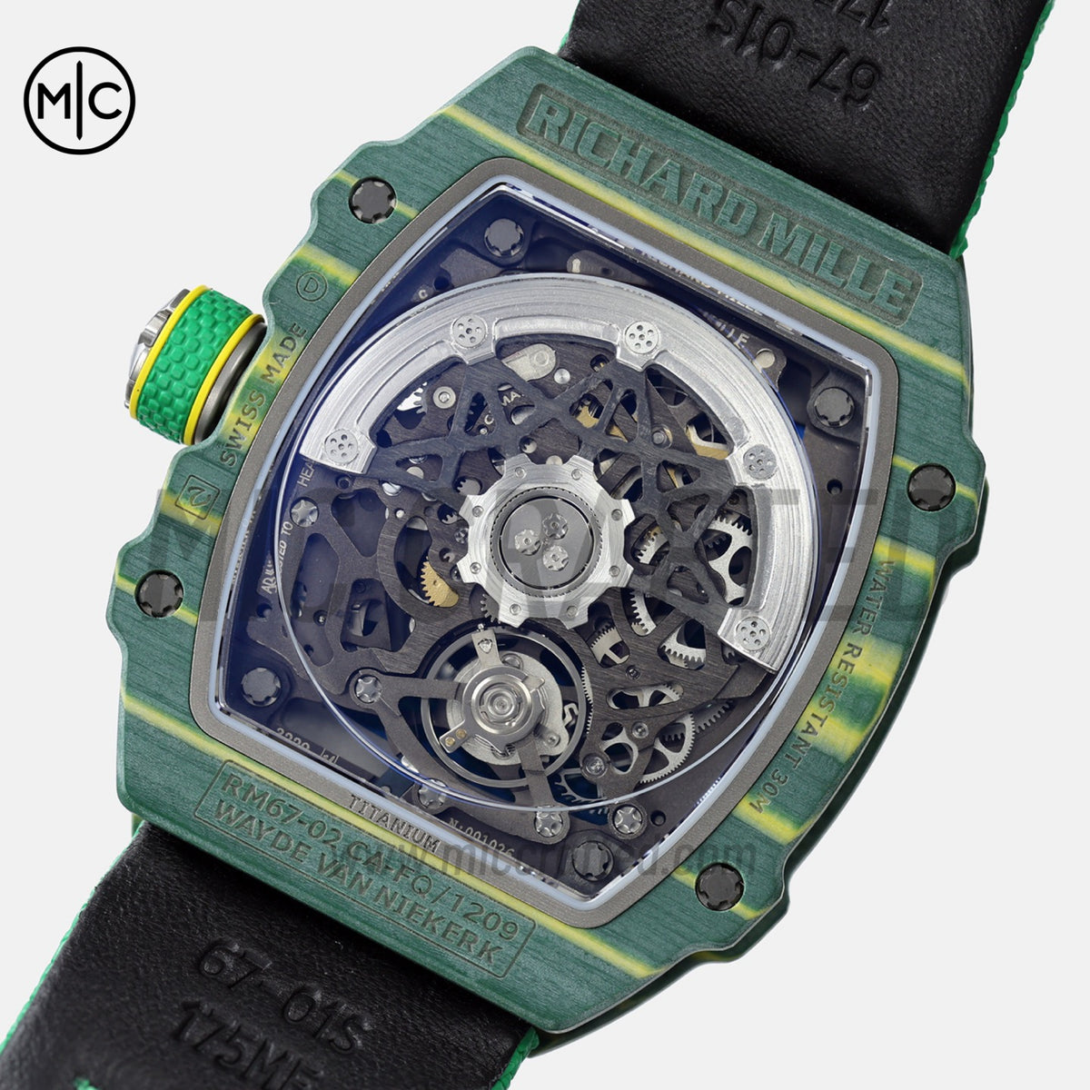 RM67-02 Green NTPT Brazil Blue/Red/Green Skeleton Dial on Nylon strap – Handcrafted Version