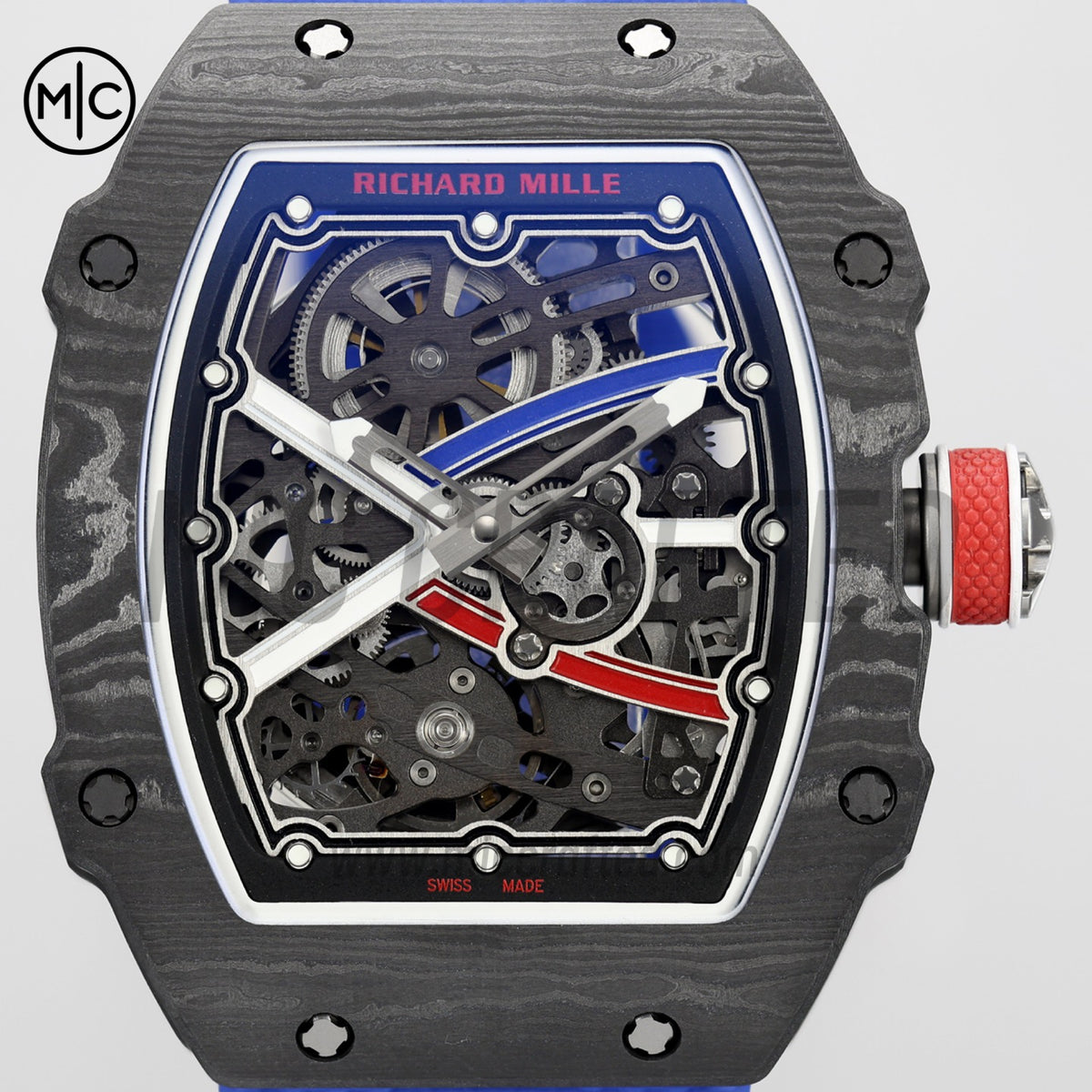 RM67-02 Black NTPT France Blue/Red/White Skeleton Dial on Nylon strap – Handcrafted Version