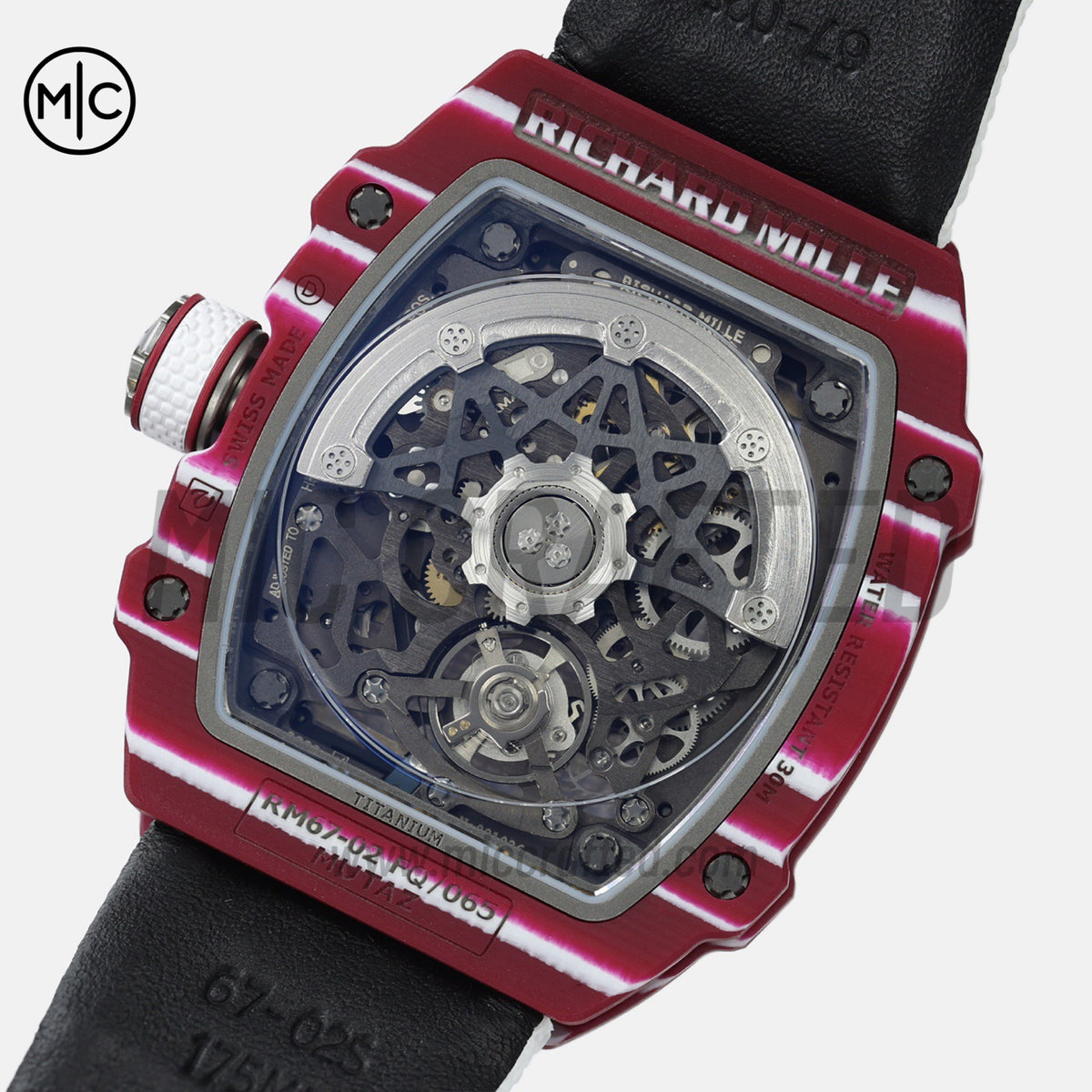 RM67-02 Red NTPT Mutaz Red Skeleton Dial on Nylon strap – Handcrafted Version