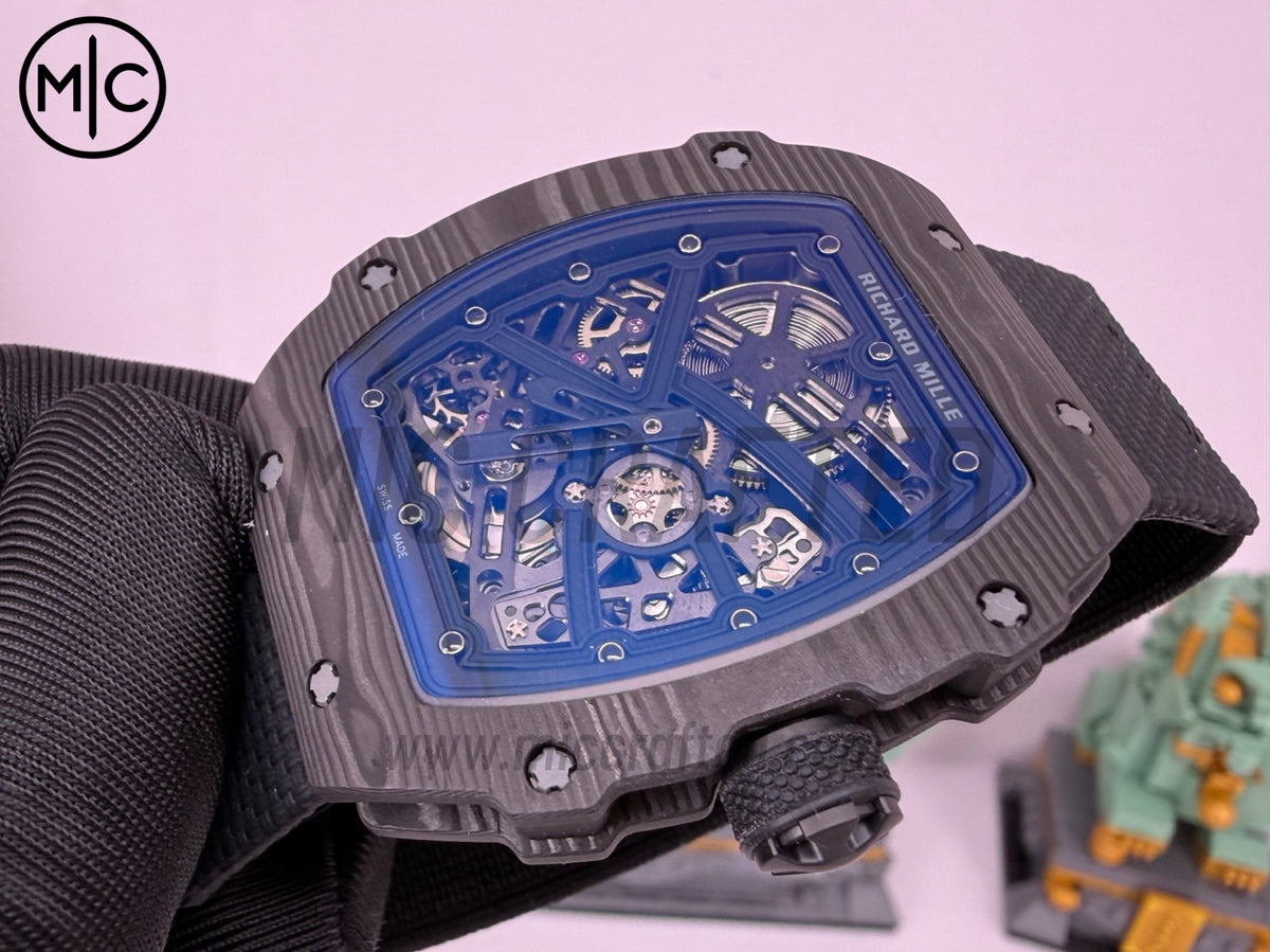 RM67-02 NTPT All Black Skeleton Dial on Black Elastic strap – Handcrafted Version