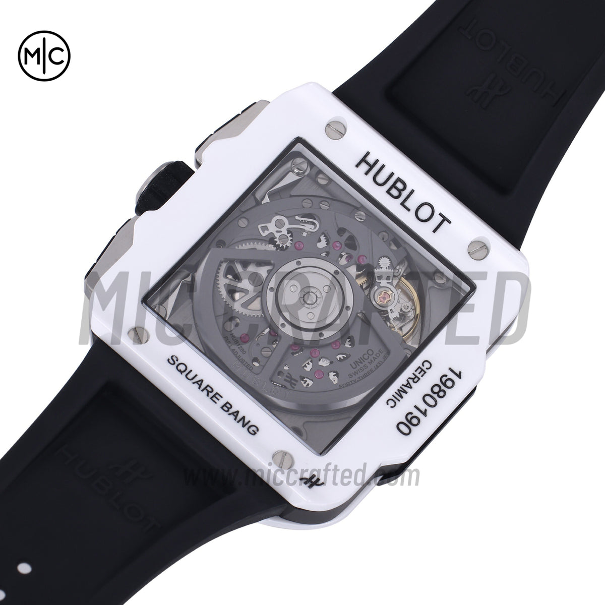 Square Bang Unico White Ceramic on Rubber Strap – Premium Edition