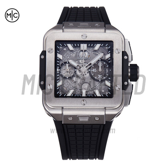 Square Bang Unico 42mm Titanium Skeleton Dial on Black Rubber Strap – Premium Edition