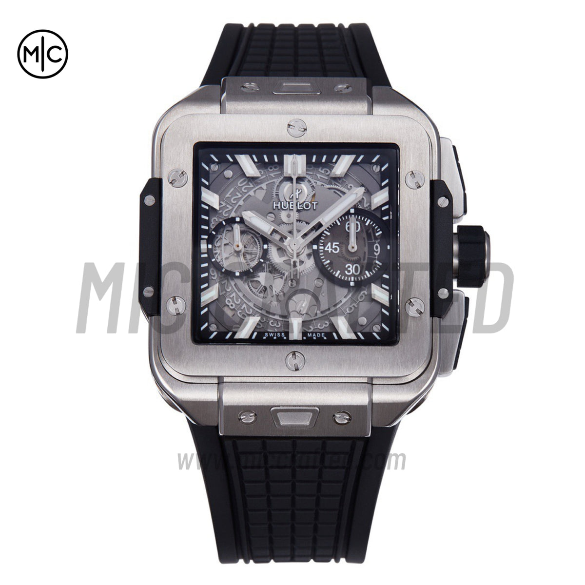 Square Bang Unico 42mm Titanium Skeleton Dial on Black Rubber Strap – Premium Edition
